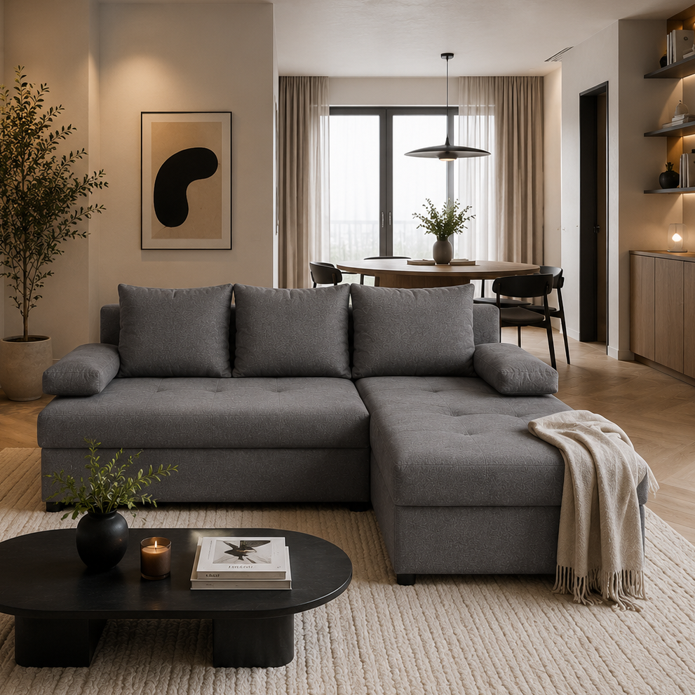 L formos sofa LOFT Pilka