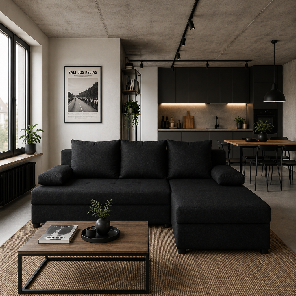 L formos sofa LOFT Juoda